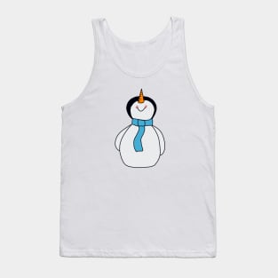 Blue Scarf Snowman Tank Top